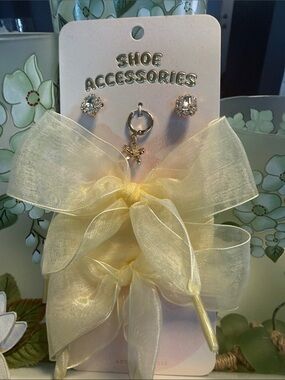 Anthropologie Shoe Charms Accessories Yellow Organza Bow Bridal
